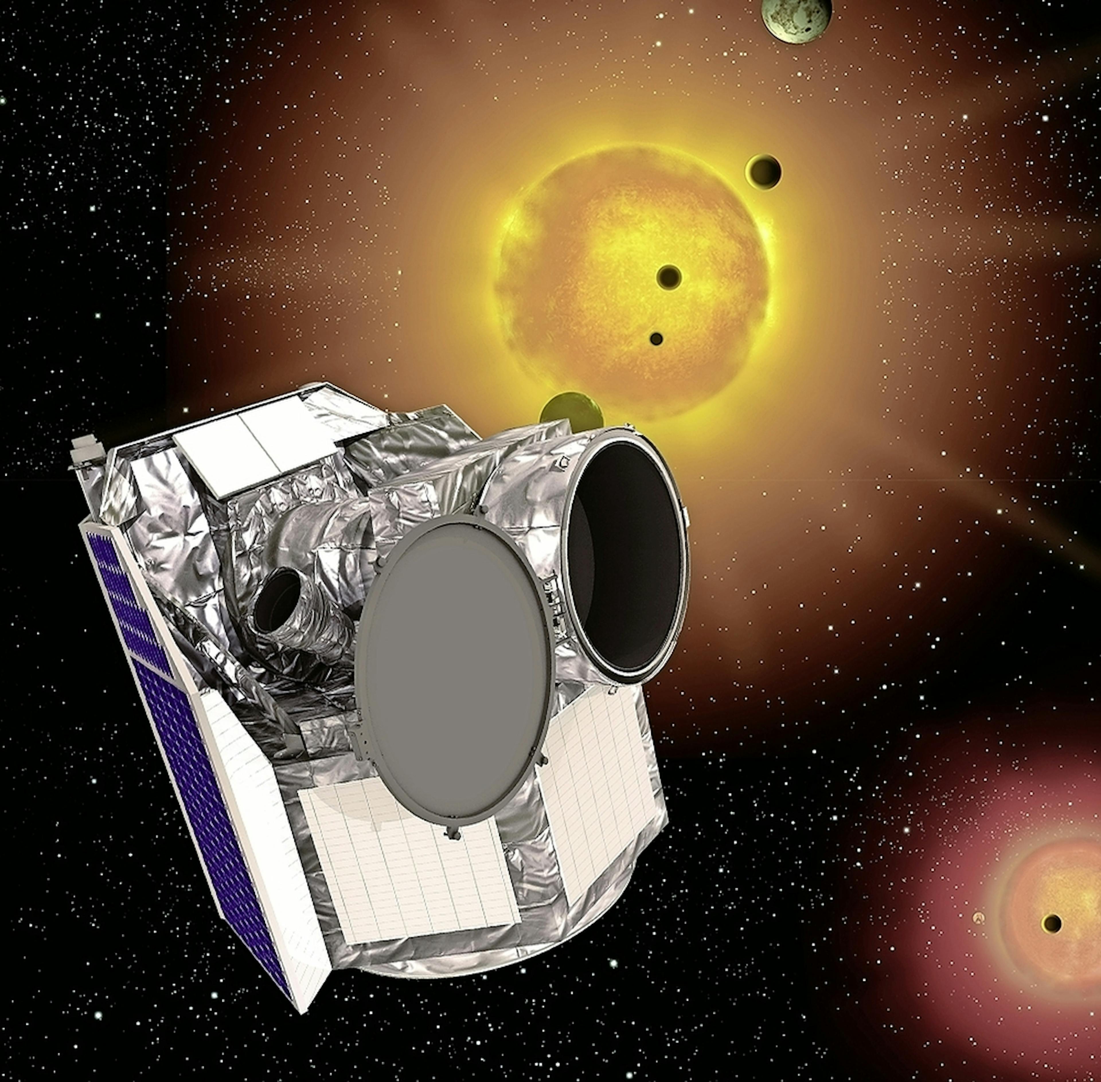 Voici à quoi devrait ressembler CHEOPS, le premier satellite suisse, une fois déployé dans l’espace. 